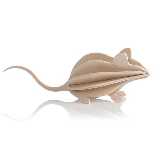 Lovi 3D Puzzle Decor Mouse 15cm Natural Wood